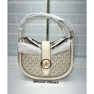 Michael Kors gabby crossbody bag small signature hobo purse light cream Multi